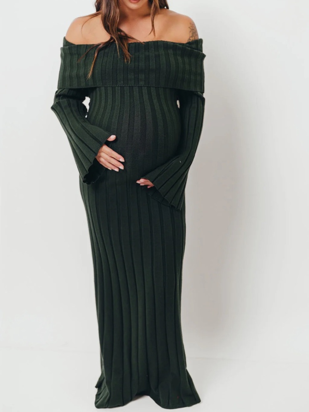 Worth Collective Ribbed Maxi Dress in Dark Green